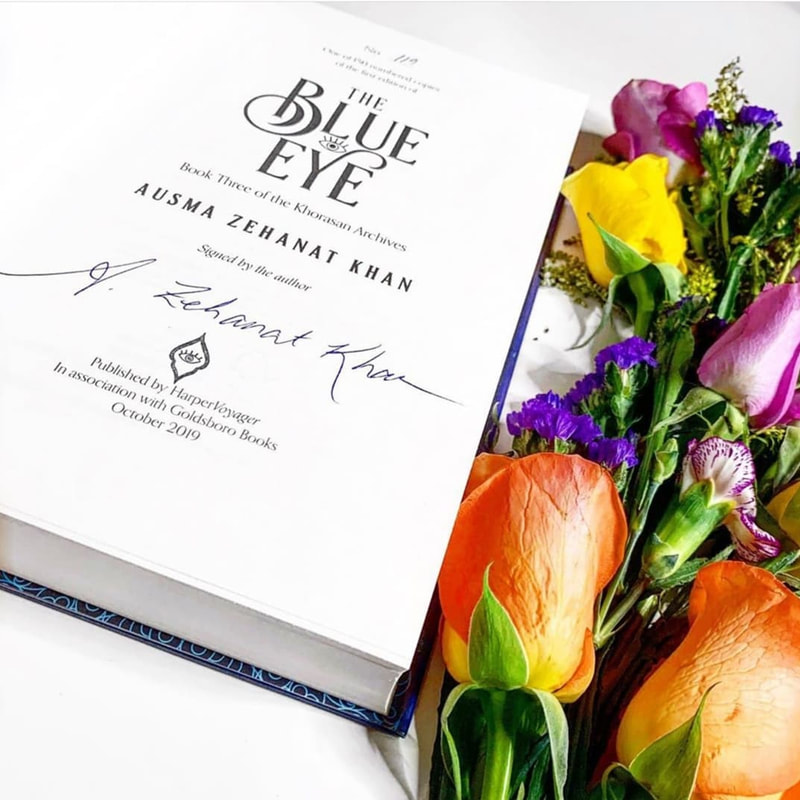 Ausma's autograph inside The Blue Eye, links to Instagram