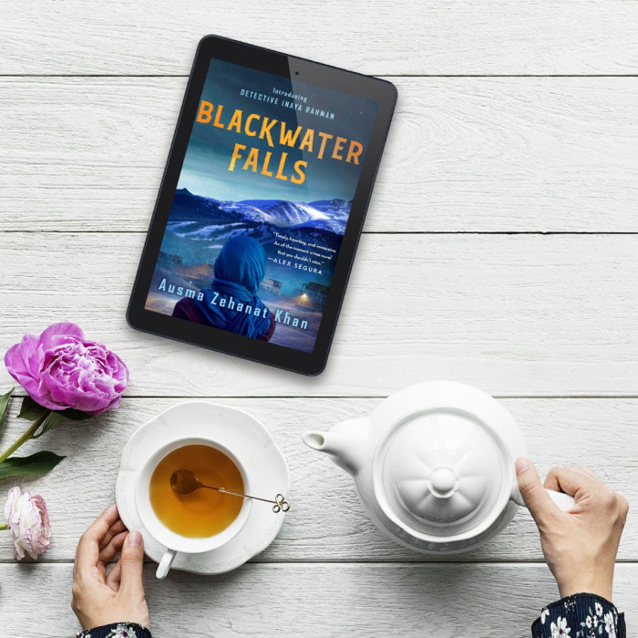 e-reader copy of Blackwater Falls, links to Instagram